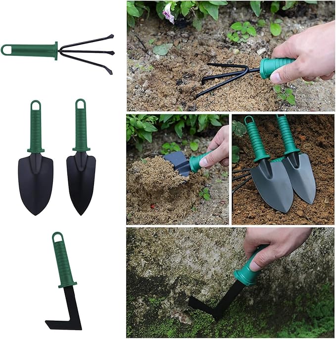 Garden Tools Set 10 Piece - Garden Hand Tool with Ergonomic & Durable Garden Tools Organizer Box, Gardening Kit Gifts for Women, Men, Family