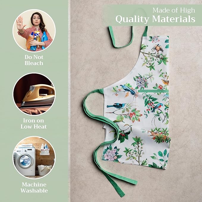 Maison d' Hermine 100% Cotton Apron for women with Pocket Kitchen Chef Apron for Men Cooking Easter Decorations