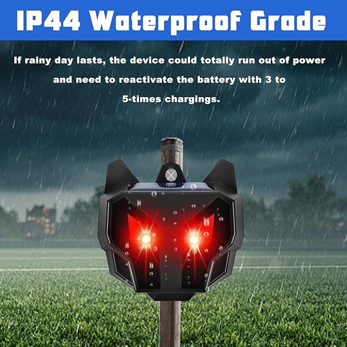 Lulu Home 6 Packs Solar Animal Repeller, Nocturnal Predator Deterrents with Red LED Flashing Lights Drive Away Raccoons, Deer, Skunks, Coyotes, Birds, Foxes from Chicken Coop Yard Farm