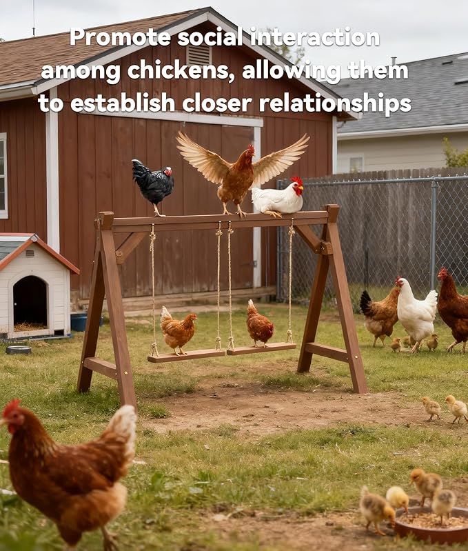 Chicken Roosting Bars, 50inch Long Chicken Perch with 2 Swings, Stable & Ideal for Pet's Healthy and Play, Fit for 6-8 Chickens