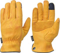 Leather Safety Working Gloves Multi Purpose, Abrasion and Puncture Resistant Reinforced Palm Patch, Heavy Duty Utility Gloves