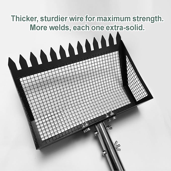 10" Chicken Poop Scooper & Rake Pooper Scooper Head for Sand Chicken Litter Scoop with Handle Litter Sifting Shovel with 29" to 56" Adjustable Handle Chicken Coop Accessories Tool for Clean