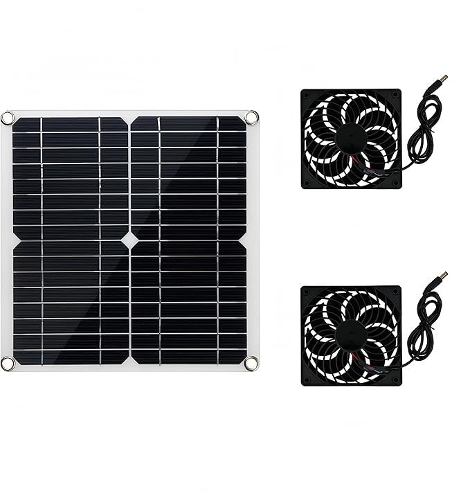 Solar Panel Fan Kit, 12W 4.72 Inch Solar Powered Fans Set, IP65 Waterproof Rainproof Solar Exhaust Fans with Solar Panel for Outside Chicken Coop Greenhouse Home Use Max. 3000RPM