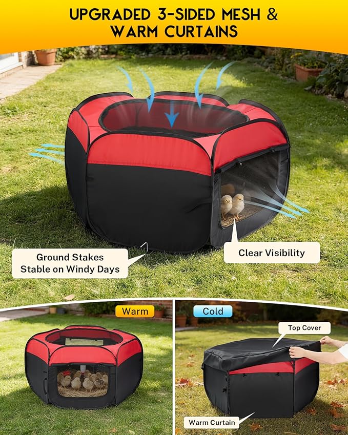Chicken Brooder Box for Chicks, Magicfly Chick Starter Kit with 15 x 11 Inch Brooder Heating Plate, Chicken Brooder Tent/Pen/Playpen with Chicken Perch, Feeder & Waterer, for Chicks, Duck, Quail