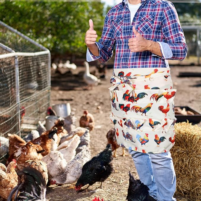 12 Deep Pockets Egg Apron, Chicken Egg Collecting Apron, Egg Holding Apron, Duck Goose Egg Gathering Apron for Housewife