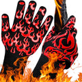 UBeesize Lengthen BBQ Gloves (Flame), 1472°F Heat Resistant Grill Gloves, 14 inch Fireproof Oven Gloves for Cooking, Non-Slip Fire Gloves for Grilling, Barbecue, Smoker, Baking, Frying