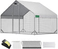 Large Walk-in Metal Chicken Coop with Chicken Run & Hardware Cloth, Solar Light, Waterproof & UV-Resistant Cover, Outdoor Poultry Cage for Farm Use