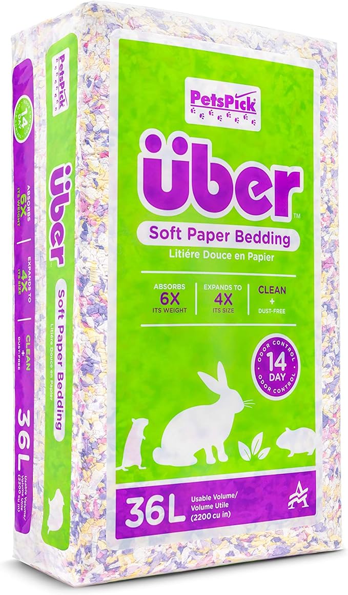 PETSPICK Uber Soft Paper Pet Bedding for Small Animals, Pastel Confetti, 36L