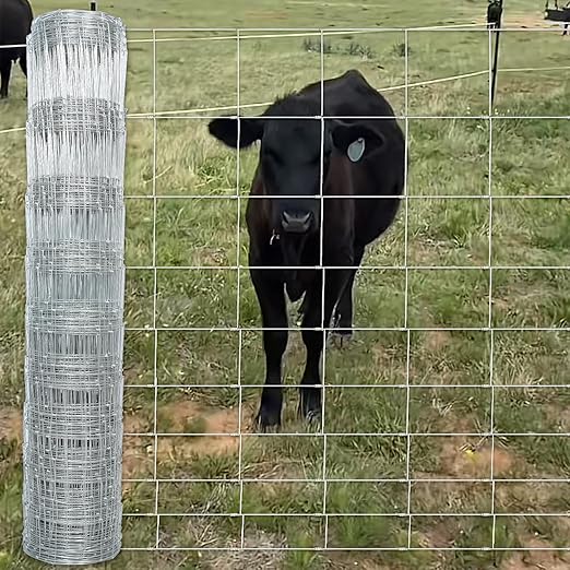 Farm Fence, 4ft X 33ft Wire Fence, Goat Cattle Deer Livestock Fence, Galvanized Woven Hog Wire Fencing,Fencing for Yard and Animals Protection