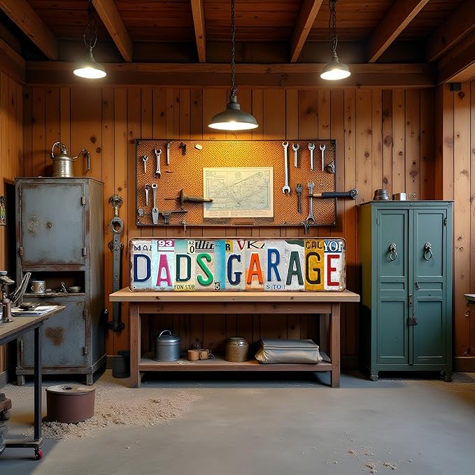 Garage Decor Garage Gifts For Dad Tin Sign Best Dads Garage Signs Vintage Dad's Workshop Sign Father Garage Signs 4x16 Inch