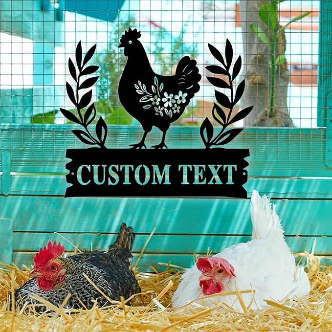 Custom Chicken Coop Metal Sign, Personalized Chicken Coop Sign for Outside, Custom Metal Hen House Farm Signs, Chickens Hen House Farmhouse Wall Art Decor