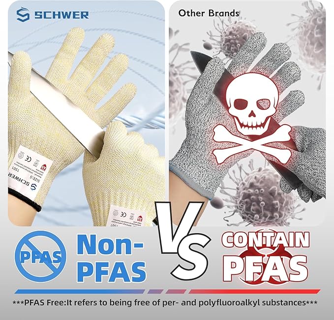 Schwer SlicePro ANSI A9 Cut Resistant Gloves, Food Grade Cutting Gloves for Kitchen Food Prep, Mandoline Gloves for Meat Cutting, Oyster Shucking, Fish Fillet Processing, PR1501, XL