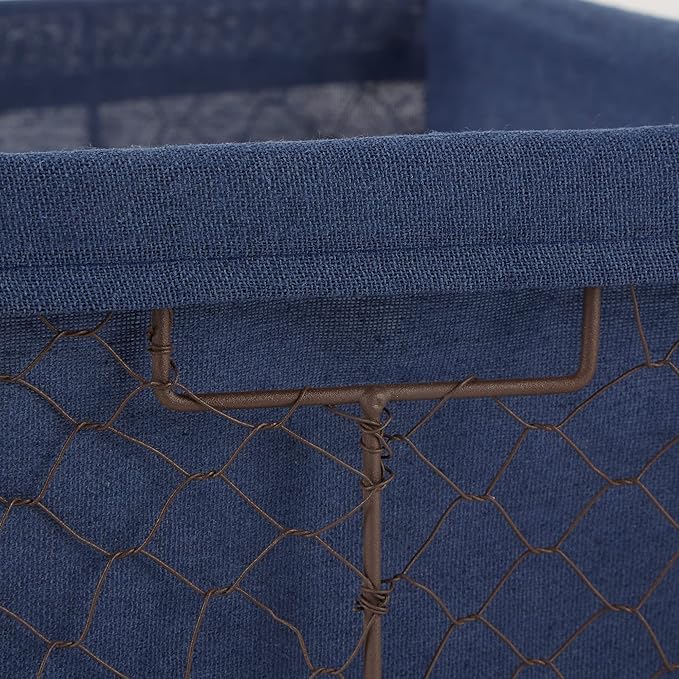 DII Farmhouse Chicken Wire Storage Baskets with Liner, Medium, Vintage Black Check, 11x7.88x7", 2 Piece