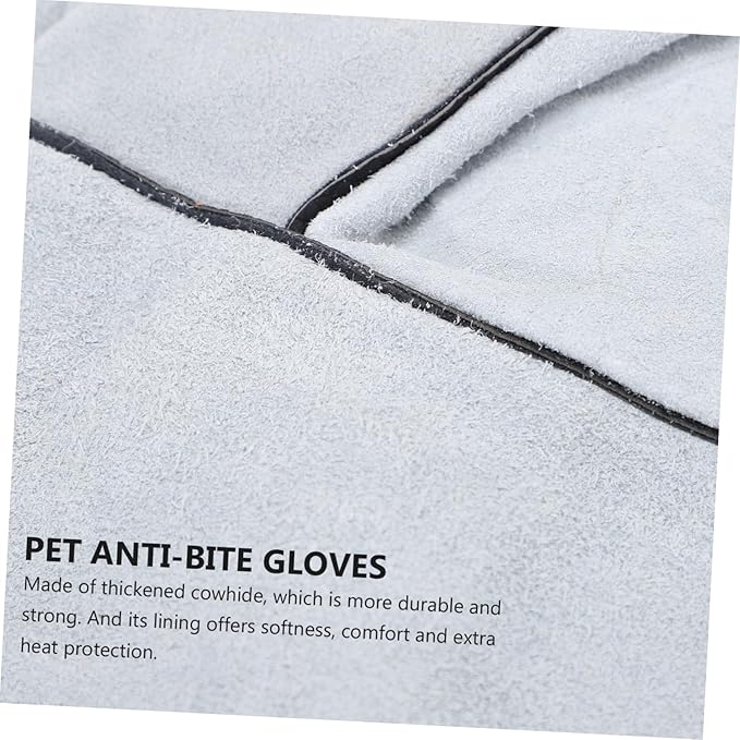 Kisangel 1pair Thickened Cowhide Protective Gloves for Pet Handling Welding and Gloves Comfortable Grip for Heavy Duty Use