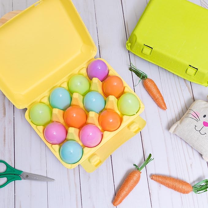 Pakiti Dozen Colored Egg cartons 20 Pack, Reusable Natural Paper Pulp | Colorful 3x4 Vintage Style Holds 12 Large Eggs for Farmers Market and Easter Eggs Basket