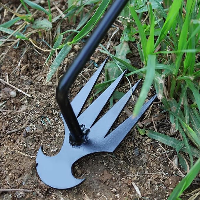 Weed Puller Tool, Weeding Artifact Uprooting Weeding Tool, Garden Weeder Tool 4 Teeth Manganese Steel Forged, Weed Master Weeding Tool, Weed Removal Tool for Vegetable Backyard Farm (Black-50cm)