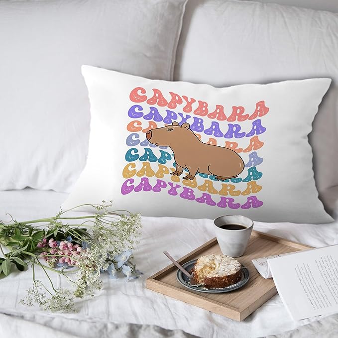 Funny Capybara Pillow Covers 12x20, Capybara Lover Gifts, Funny Animal Hydrochoerus Decorative Lumbar Pillow Covers for Home Bedroom Living Room