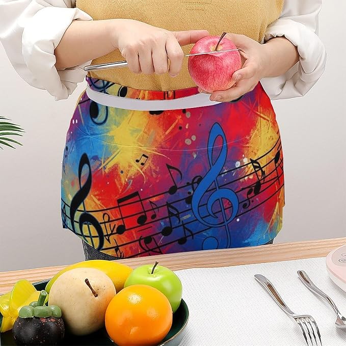 Server Apron with 3 Pockets Waist Waiter Waitress Half Apron Short Aprons
