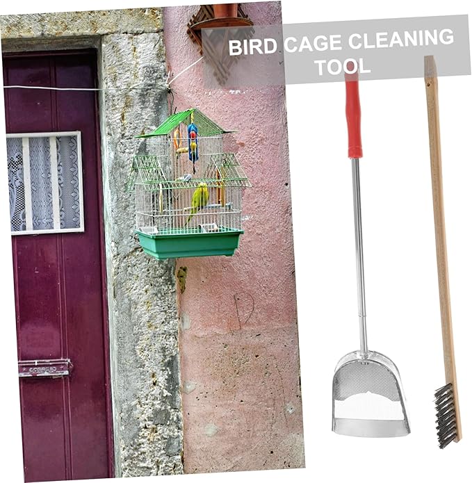SUPVOX 2pcs Pet Bird Cage Cleaning Set Brush and Shovel Tools for Parrots and Birds Efficient Cleaning Supplies for Maintaining Environments