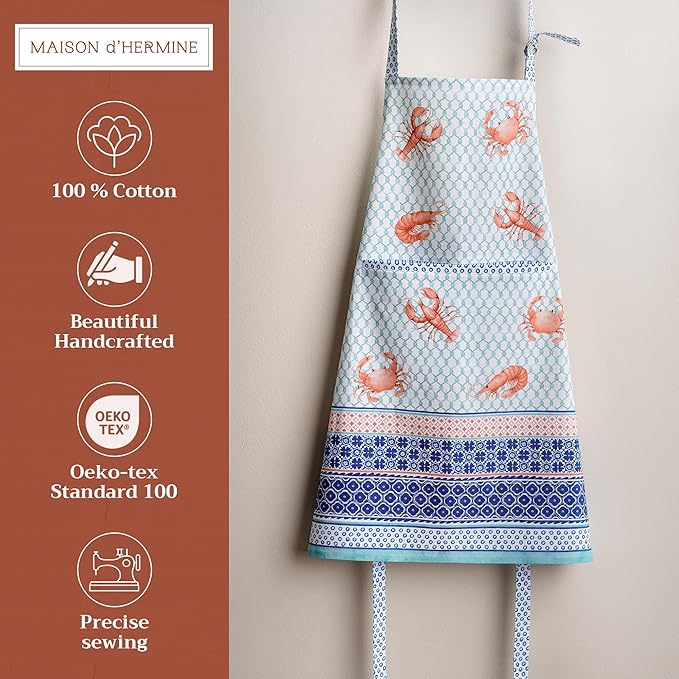 Maison d' Hermine 100% Cotton Apron for women with Pocket Kitchen Chef Apron for Men Cooking Easter Decorations