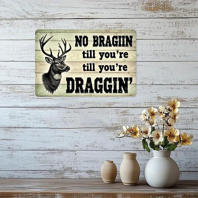 Deer Hunting Rules Tin Sign Vintage Hunting Lodge Metal Sign Print Aesthetic for Garden Yard Bar Porch Home Bedroom Kitchen Wall Decor Gift 8 X 12 in