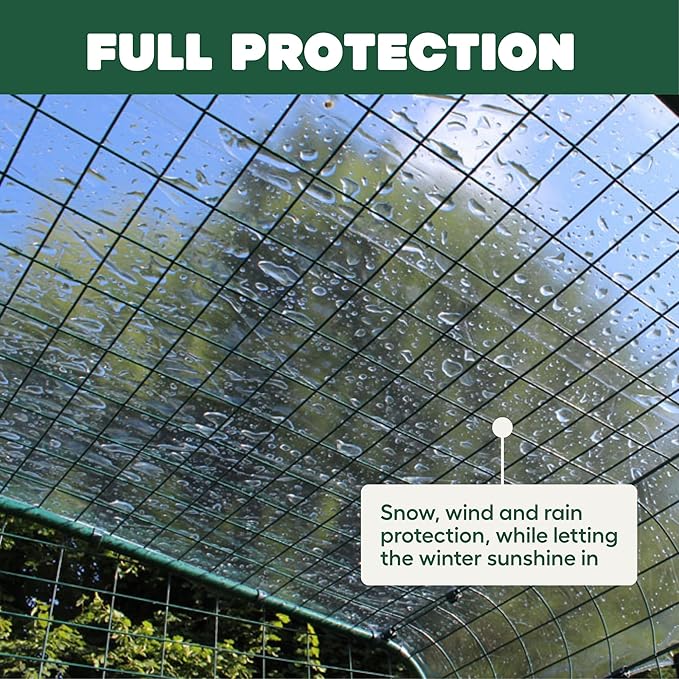Omlet Clear Chicken Run Tarp | Durable Weatherproof Cover for Poultry Runs | Full Protection from Rain, Wind & Snow | Includes Bungees | UV Resistant Coating | 9ft x 9ft