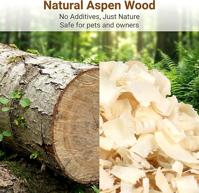 Sukh 10 OZ Aspen Bird Bedding - Aspen Shavings Pet Supplies Bedding and Litter for Guinea Pig Rabbit Snake Enclosure Horse Bunny Hedgehog Chicken Coop Reptile Chinchilla Small Animal