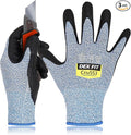 DEX FIT Level 5 Cut Resistant Gloves Cru553, 3D-Comfort Fit, Firm Grip, Thin & Lightweight, Touch-Screen Compatible, Durable, Breathable & Cool, Machine Washable; Blue L (9) 3 Pairs