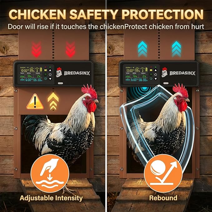 Automatic Chicken Coop Door Solar Powered with HD Screen, Timer & Light Sensor, 5 Modes, Aluminum Alloy, Remote Control Up to 70M