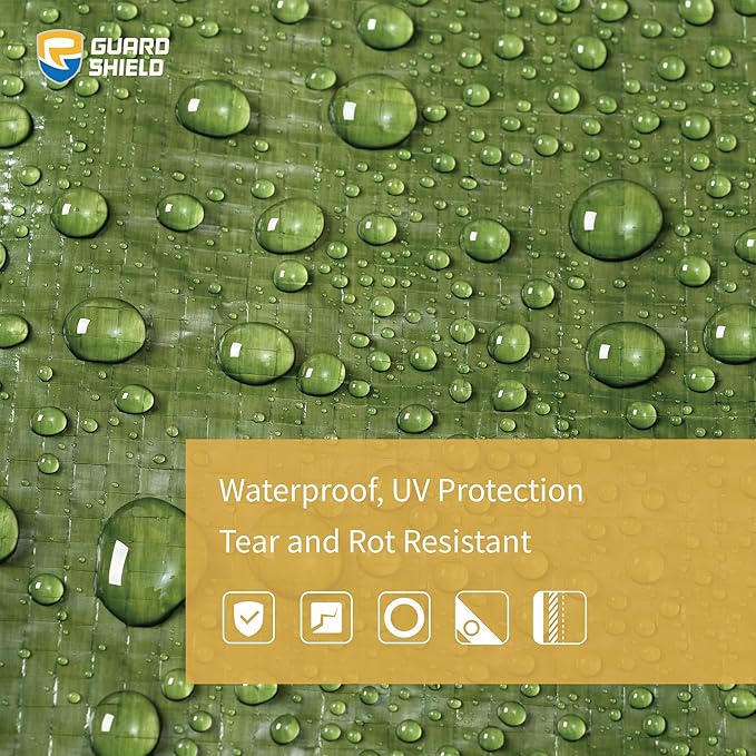 GUARD SHIELD Tarp Green 8x8 Feet Multi Purpose Waterproof Poly Tarp Cover 5mil (2-Pack)