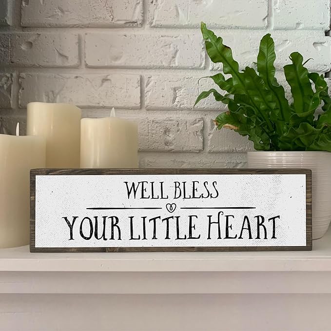 Wood & Metal Southern Sign – Weatherproof Indoor Outdoor Wall Decor – Rustic Charm with "Well Bless Your Little Heart" – Gift-Wrapped & Ready to Give