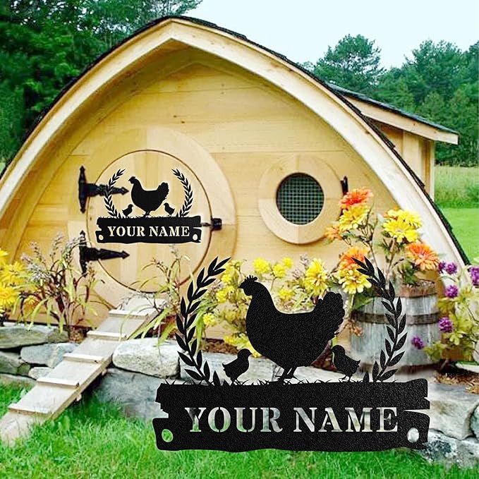 Custom Chicken Coop Signs, Personalized Funny Chicken Coop Signs, Custom Metal Farm Sign for Outdoor, Chick Hen House Sign Funny Farmhouse Outside Wall Decor Gift