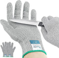 Dowellife Cut Resistant Gloves A9 Maximum Protection - Food Grade Kitchen & Chef Gloves for Food Prep, Knife Cutting, Mandoline Slicing, Butcher, Oyster Shucking, Fish Handling (Small, 2 Pairs)