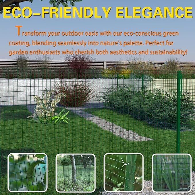Hardware Cloth 1' 36in x 100ft Chicken Wire, Green Garden Fence, PVC Coated Metal Welded Wire Mesh for Preventing Snakes, Raccoons, Foxes, Poultry Netting