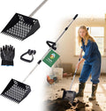 2-in-1 Chicken Poop Scooper & Rake –10” Wide Metal Sifting Shovel with Fine Mesh Slots, Chicken Pooper Scooper for Sand with Adjustable 39–67” Stainless Steel Handle, Animal Waste & Coop Cleaning Tool