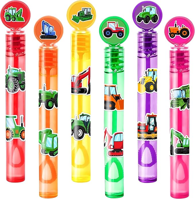 Tractor Party Favors for Kids - 24PCS Farm-Themed Mini Bubble Wands, Great for Birthday Supplies, Piñata Fillers, Goodie Bags & Classroom Rewards