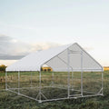 Large Metal Chicken Coop,Upgraded Outdoor Chicken Coop Run Chicken Shelter,Walk-in Poultry Cage Spire-Shaped Chicken Run with Waterproof and Anti-UV Cover for Outside,Backyard and Farm,13'x9.8'x6.4'
