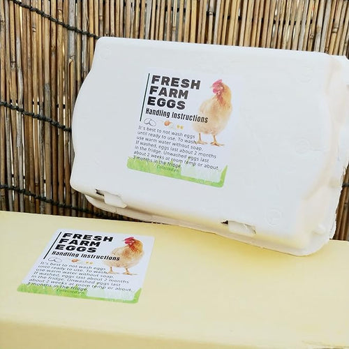 100 Pack Premium Fresh Farm Eggs Handling Instructions Stickers Labels Care Accessories | Egg Blank Cartons 4 6 12 15 18 30 48 50 Count Basket Box Container Storing Extra Organizer -M11SS100