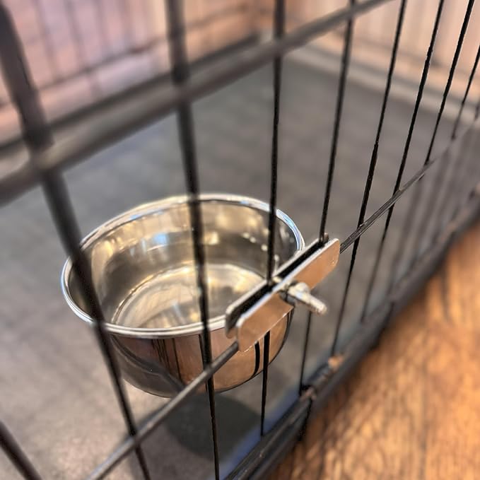 SPOT Coop Cup Bolt Clamp - Stainless Steel Hanging Bowl for Crate, Removable Pet Feeding Dish, Easy Installation, Chew-Proof Design, for Small Dogs, Cats, Birds, Reptiles -2.5 Cups (20 Oz)