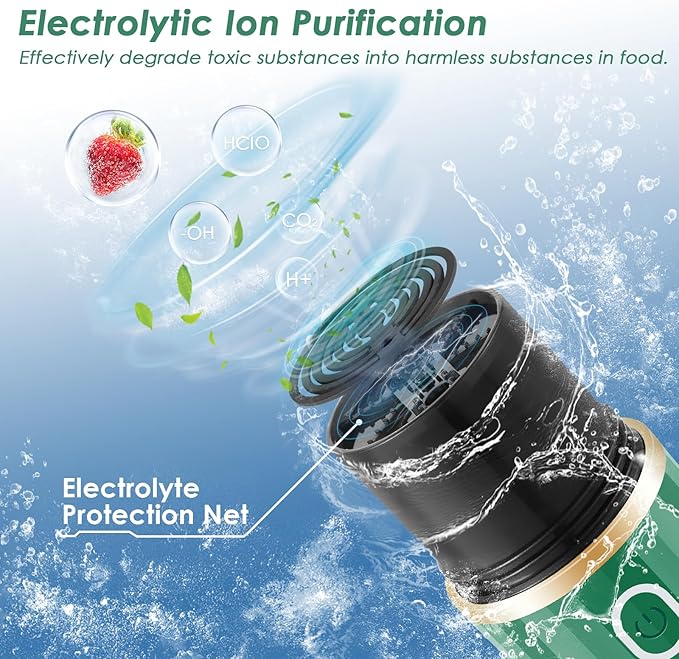 Cudinham Fruit and Vegetable Purifier Cleaner Washing Machine Capsule Shape Disinfection OH-ion Purification Technology for Cleaning Grains Rice Meat Seafood, Green