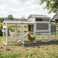 Chicken Coop with Run, Weatherproof Mobile Chicken Tractor Hen House with Wheels, Nesting Box, Roosting Bars, Pull-Out Tray, Asphalt Waterproof Roof & Fun Swing for Chickens Quails Small Animals