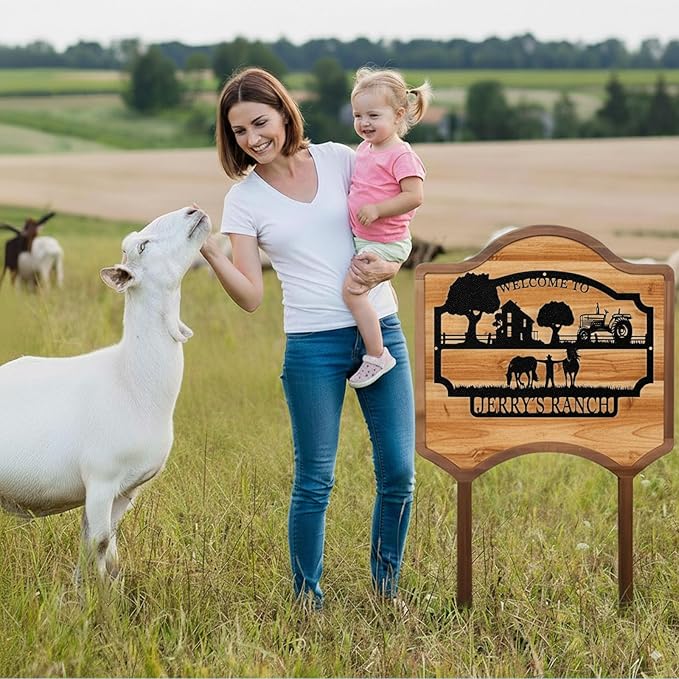 Personalized Farm Sign, Custom Ranch Sign, Custom Farm Metal Signs Outdoor, Customized Family Name Metal Signs for Farms, Ranch, Farmhouse, Housewarming Gifts