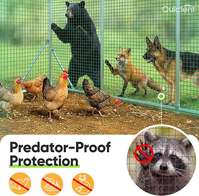 Quictent 3.3 x 25 FT Hardware Cloth for Chicken Coop, 1 inch 20 Gauge Dark Green Vinyl Coated Chicken Wire Mesh, Predator Proof Chicken Fence, Garden Netting