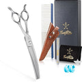 High-end Professional Dog Grooming Curved Thinning Scissors Teeth Blending Shears Pet Texturizing Thinner Blender Shears 7 Inch Extremely Very Sharp Made Of Stainless Steel Alloy For Dog Cat Groomer