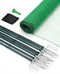 Temporary Fence with Metal Posts, 40" Hx50'L Garden Fence Animal Barrier with Ground Spikes, Plastic Fencing for Outdoor Dogs, Chicken, for Backyard, Patio, Garden
