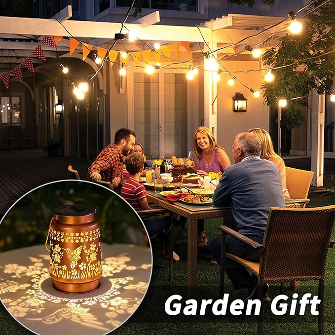 Hummingbird Solar Lanterns Outdoor Waterproof Hanging Solar Lights Hummingbird Gifts for Women Men Metal Decorative LED Lanterns for Yard,Patio,Lawn,Tabletop,Pathway,Landscape,Garden Decor