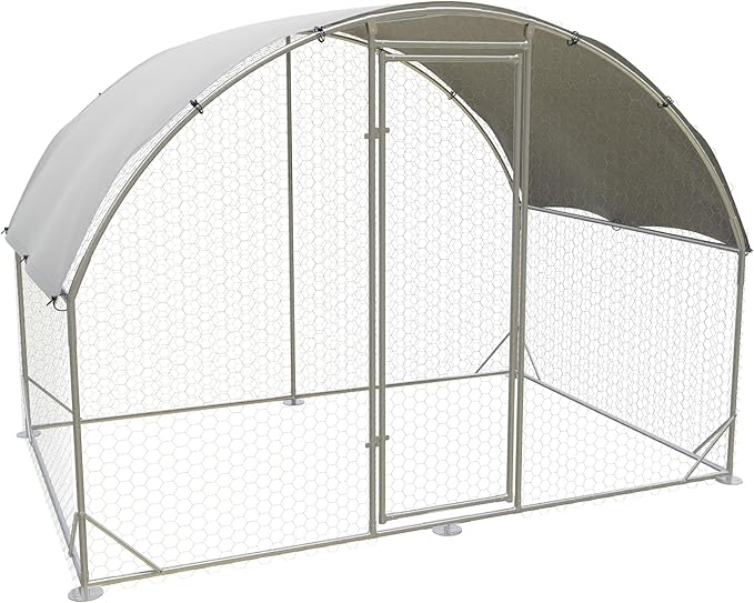 Large Metal Chicken Coop,Outdoor Chicken Coop Run with Water-Resident and Anti-UV Cover,Dome Roof Walk-in Poultry Cage Duck Rabbit House for Outside,Backyard and Farm, 6.5'Lx9'Wx6.5'H