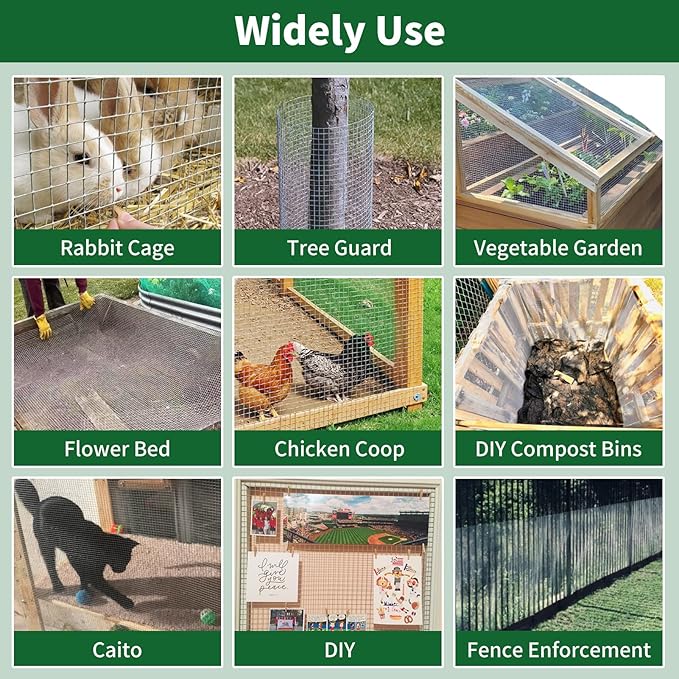 Amagabeli Galvanized Hardware Cloth 1/4 Inch 48in x 100ft 23gauge Chicken Wire Fence Weld Wire Mesh Roll Garden Fencing Plant Supports Poultry Netting Snake Fence Gopher Wire Rabbit cage Tree Guard