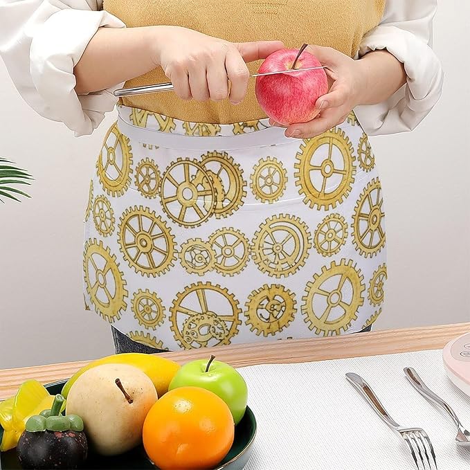 Half Apron with 3 Pockets Chef Cooking Kitchen Restaurant Aprons for Women Men