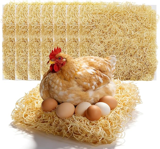 Cheardia 8 Pack Nest Box Pads for Chicken Nesting Boxes, Extra Thick 13 Inch Nesting Pads Bedding for Laying Hen Chicken Coop, Natural